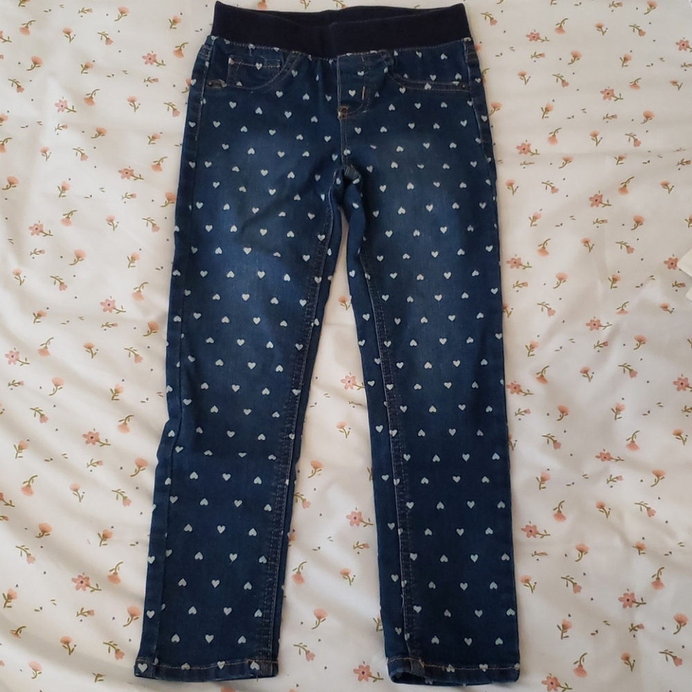 Heart print jeans